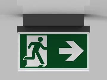 Ceiling mounting of an escape sign luminaire 