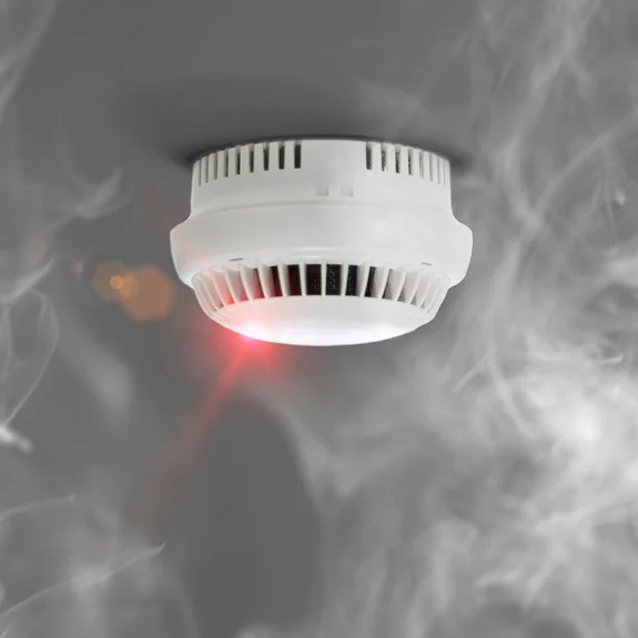Interior view of a fire detector 